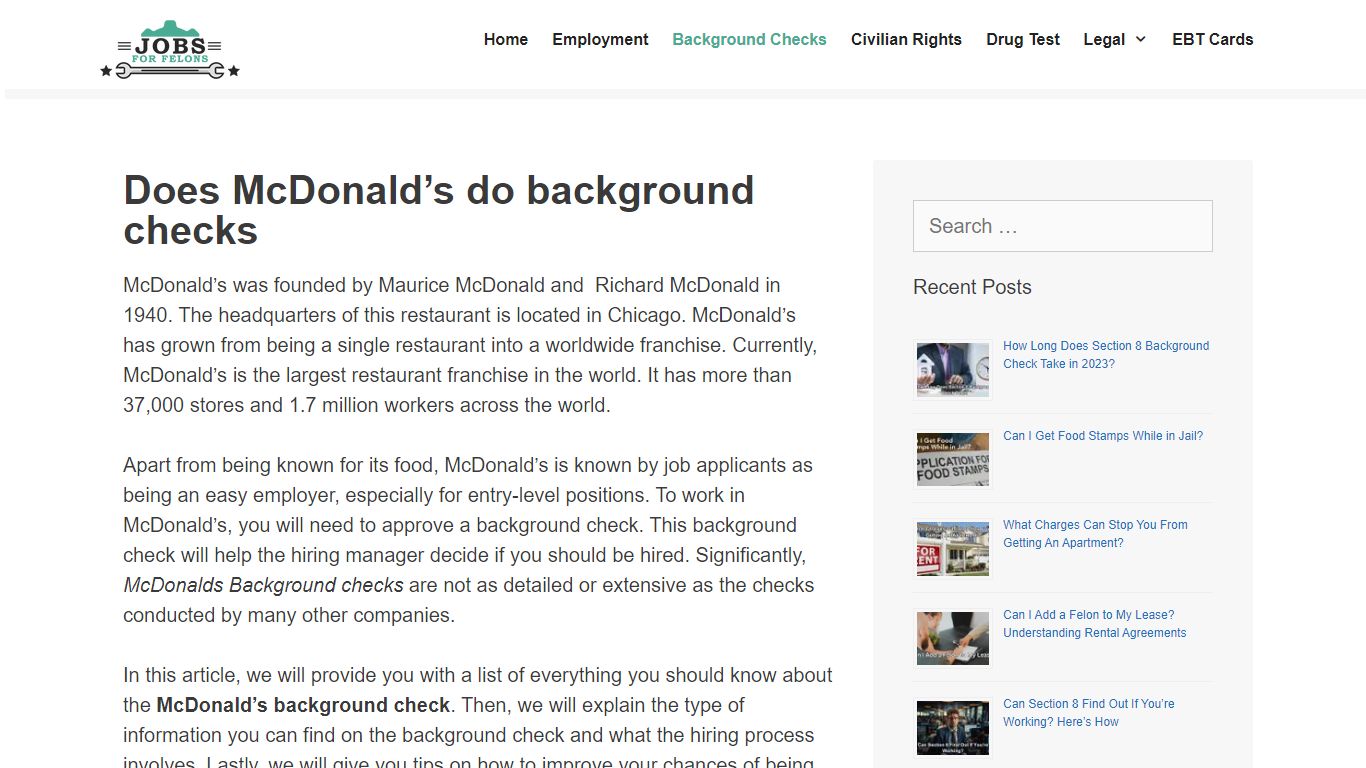 Does McDonalds Do Background checks? (2021 Updated) - Jobs For Felons ...